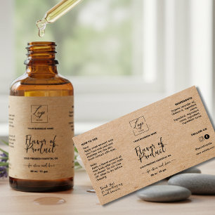 Modern Script Kraft dropper Bottle Label
