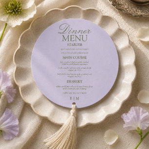 Modern Script Lavender Formal Wedding Menu
