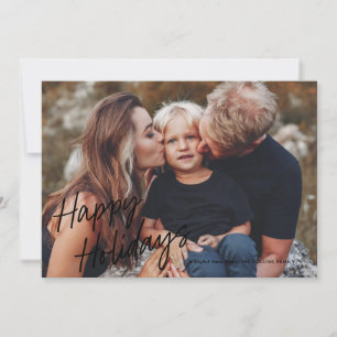 Modern Script Lettering 2 Photo Holiday Card