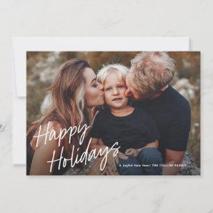 Modern Script Lettering 2 Photo Holiday Card