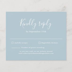 Modern Script Light Blue Budget Wedding RSVP Flyer