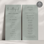 Modern Script Light Sage Green Wedding Program<br><div class="desc">Modern Script Light Sage Green Wedding Available digitally and printed. A modern typographical design for your wedding programs. The main header is in a stylish set script and the rest of the text you can easily personalize. You can change the text and background colours if you wish to match your...</div>