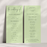 Modern Script Lime Cream Green Wedding Program<br><div class="desc">Modern Script Lime Cream Green Wedding Available digitally and printed. A modern typographical design for your wedding programs. The main header is in a stylish set script and the rest of the text you can easily personalize. You can change the text and background colours if you wish to match your...</div>