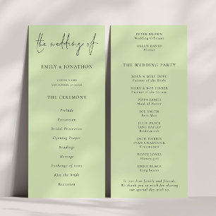 Modern Script Lime Cream Green Wedding Program