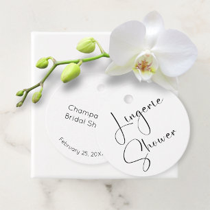 Modern Script Lingerie Bridal Shower Favour Tags