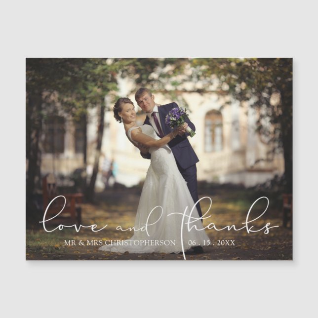Modern Script LOVE AND THANKS Photo Wedding (Front)