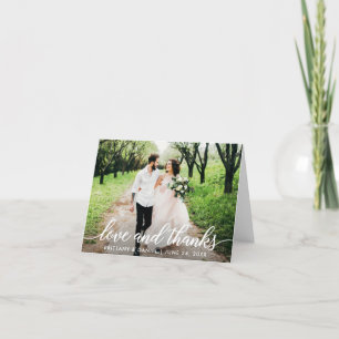 Modern Script Love and Thanks Wedding Note Thank You Card