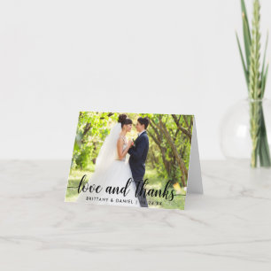Modern Script Love et Merci Couple Mariage Note