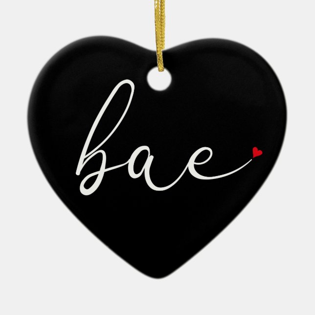Modern Script Love Heart Bae Definition Ceramic Ornament (Front)
