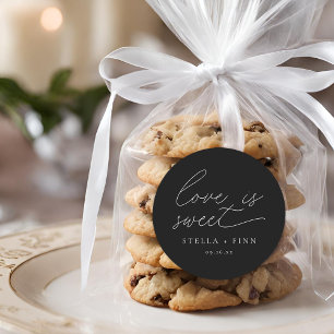 Modern Script Love Is Sweet Wedding Classic Round Sticker