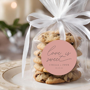 Modern Script Love Is Sweet Wedding Classic Round Sticker