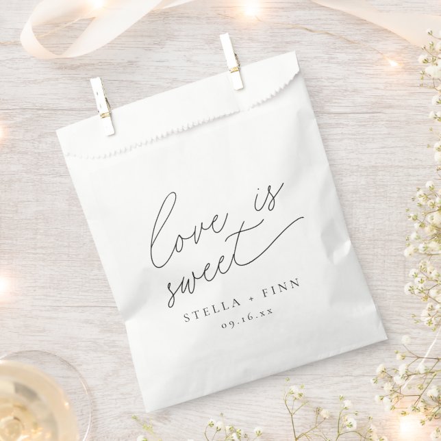 Modern Script Love Is Sweet Wedding Favour Bag (Clipped)