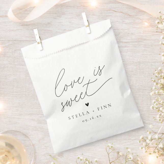 Modern Script Love Is Sweet Wedding Favour Bag (Clipped)