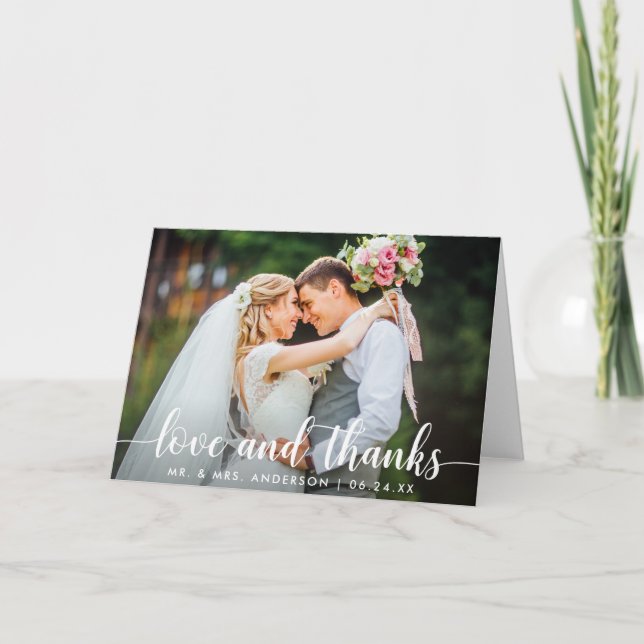 Modern Script Love Merci Mariage Couple Note (Devant)