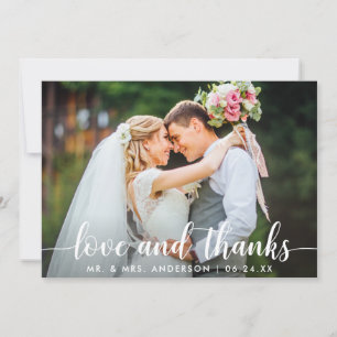 Modern Script Love Merci Mariage Couple Photo
