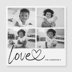 Modern Script Love Photo Collage Magnetic Card