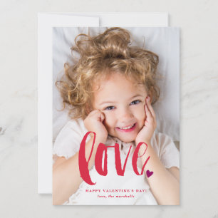 Modern Script Love Photo Valentine's Day Holiday Card