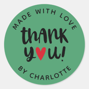 Modern script Made With Love Thank You  Classic Round Sticker