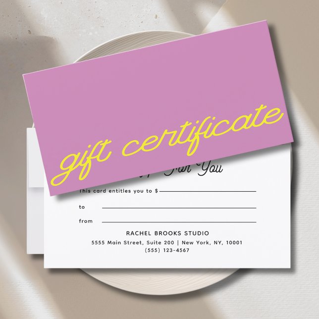 Modern Script Mauve Pink Gift Certificate (Modern Script Mauve Pink Gift Certificate)