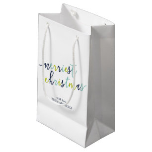 Modern Script "Merriest Christmas" Small Gift Bag