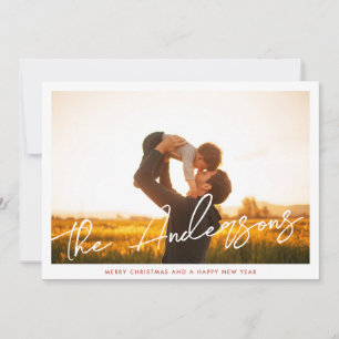 Modern Script MERRY CHRISTMAS 2 Photo Holiday Card