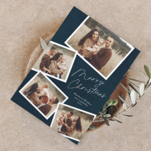 Modern Script Merry Christmas 4 Photo Collage