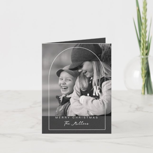 Modern Script Merry Christmas Arch Photo Holiday  (Front)