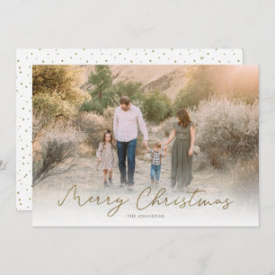 Modern Script Merry Christmas Big Photo Holiday Card