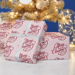Modern Script Merry Christmas Blush Pink  Wrapping Paper