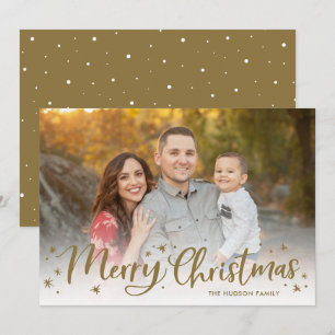 Modern Script Merry Christmas Calligraphy Photo Holiday Card