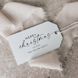 Modern Script Merry Christmas Family Holiday Gift Tags<br><div class="desc">These modern script Merry Christmas family holiday gift tags are perfect for a minimalist holiday present. The simple black and white design features unique industrial lettering typography with modern boho style. Customizable in any colour. Personalize them with your name.</div>