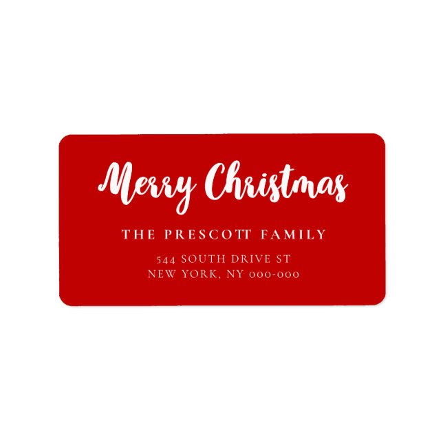 Modern script Merry Christmas family Label (Front)