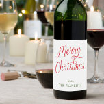 Modern Script Merry Christmas Festive Gift Wine Label<br><div class="desc">My Modern Script Merry Christmas Festive Gift Wine Label are perfect for gift giving. Place on wine for a perfect custom holiday gift.</div>