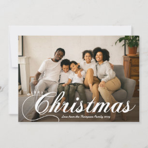 Modern Script Merry Christmas Photo & Message Holiday Card