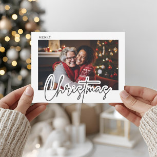 Modern Script Merry Christmas Photo  Postcard