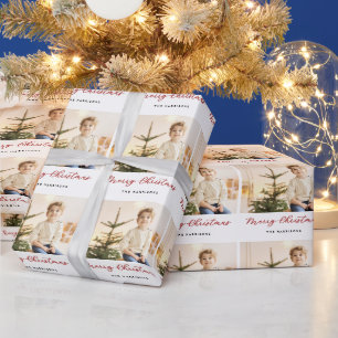 Modern Script Merry Christmas Photo Wrapping Paper