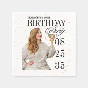 Modern Script Milestone Any Age Birthday Gold  Napkin