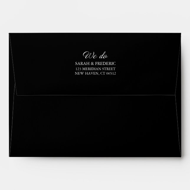 Modern Script Minimal Calligraphy Black Wedding Envelope (Back (Top Flap))
