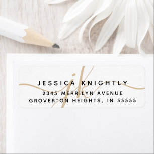 Modern Script Minimal Gold Monogram Initials Label