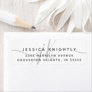 Modern Script Minimal Grey Monogram Initials