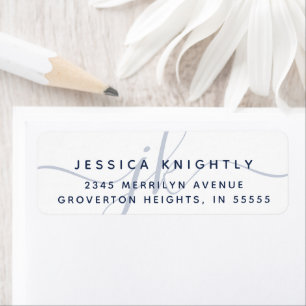 Modern Script Minimal Monogram Initials Navy Blue
