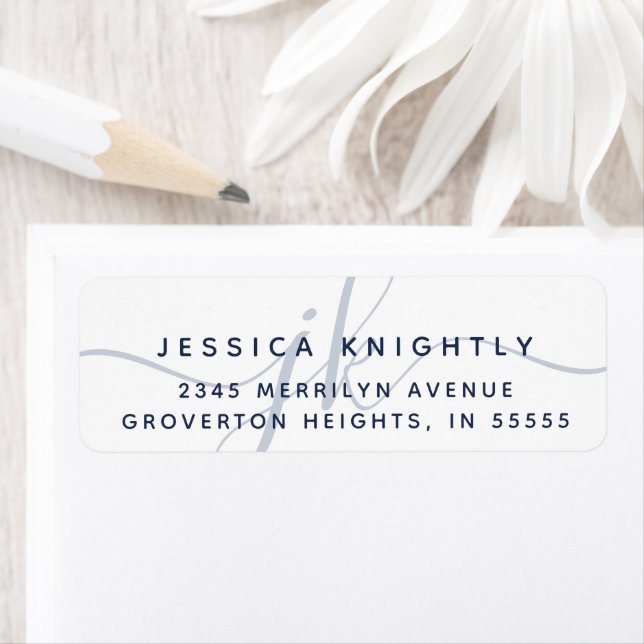 Modern Script Minimal Monogram Initials Navy Blue (Insitu)