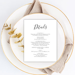 Modern Script Minimal Wedding Details Enclosure Card