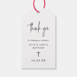 Modern Script Minimalist Baptism Thank You Favour Gift Tags