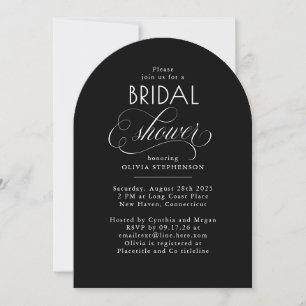 Modern Script Minimalist Black Bridal Shower Photo Invitation