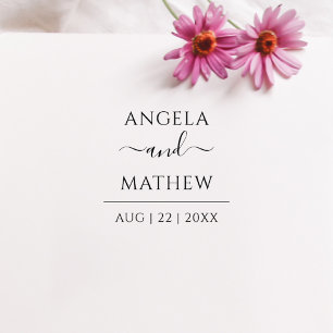 Modern Script Minimalist Custom Wedding Date Rubber Stamp