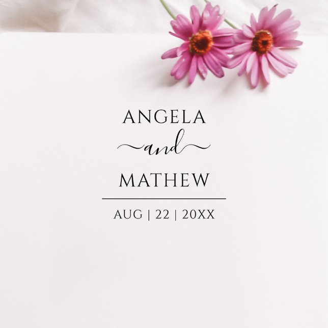 Modern Script Minimalist Custom Wedding Date Rubber Stamp (Creator Uploaded)