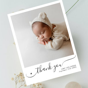 Modern Script Minimalist Photo New Baby Thank You Postcard