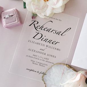 Modern Script Minimalist Rehearsal Dinner Acrylic Invitations