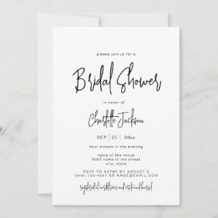 Modern Script Minimalist Simple Bridal Shower Invitation